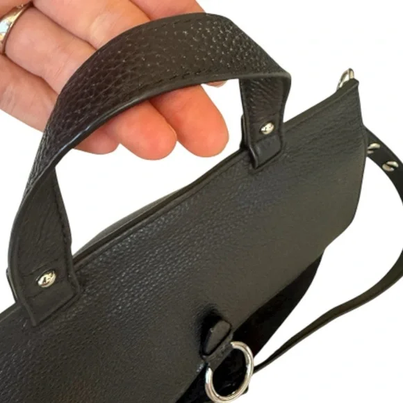 Rebecca Minkoff Keith black pebbled leather suede medium size satchel purse - Picture 10 of 14